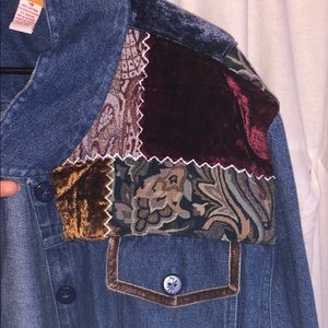 Denim Jacket with Velvet Detailing
